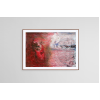 Красный ветер, cовременная абстрактная мини-картина в сине-красных тонах